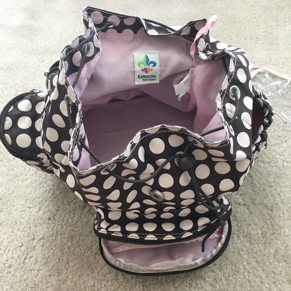 Kalencom Backpack Heavenly Polka Dots Chocolate Brown Pink Girls Diaper Bag Pack - Picture 2 of 12